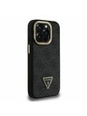Guess Guess PU 4G Strass Triunghi Logo Stand Carcasă Spate Camera MagSafe pentru iPhone 15 Pro Max Negru