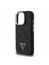 Guess Guess PU 4G Strass Triunghi Logo Stand Carcasă Spate Camera MagSafe pentru iPhone 15 Pro Max Negru
