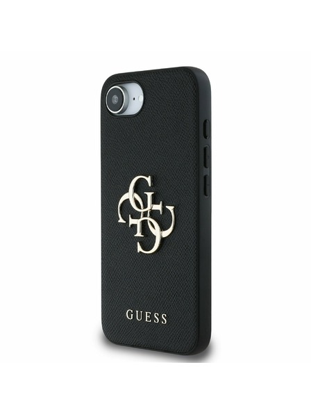 Guess Guess PU Grained 4G Metal Logo Carcasă Spate pentru iPhone 16e Negru