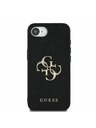 Guess Guess PU Grained 4G Metal Logo Carcasă Spate pentru iPhone 16e Negru