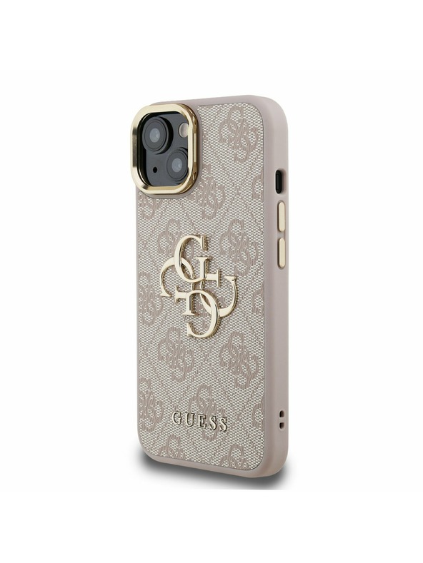 Guess Guess PU 4G Metal Logo Stand Carcasă Spate Camera pentru iPhone 14 Roz