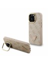 Guess Guess PU 4G Strass Triunghi Logo Stand Carcasă Spate Camera MagSafe pentru iPhone 16 Pro Roz