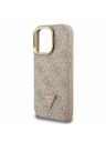 Guess Guess PU 4G Strass Triunghi Logo Stand Carcasă Spate Camera MagSafe pentru iPhone 16 Pro Roz