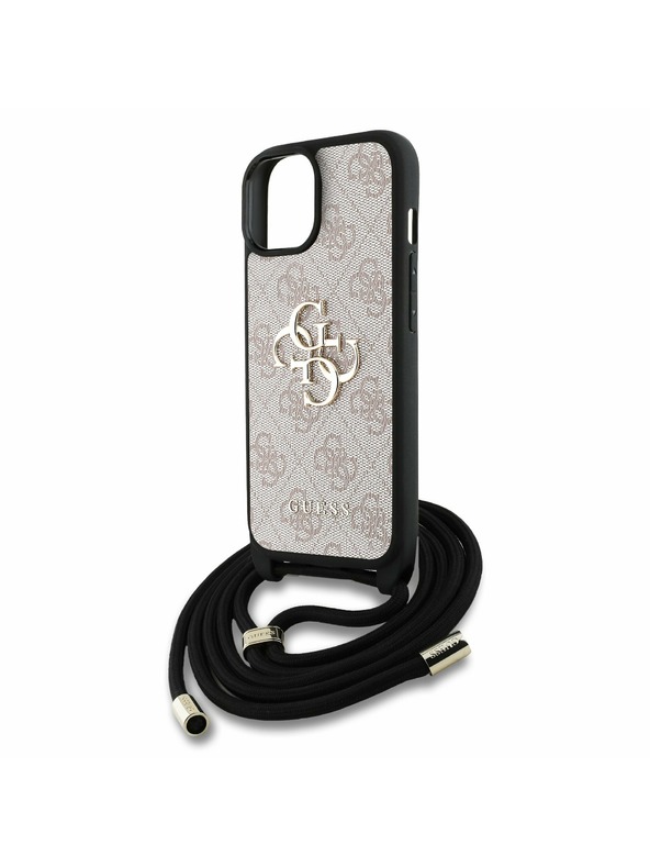 Guess Guess PU 4G Metal Logo Curea Crossbody Carcasă Spate pentru iPhone 15 Roz