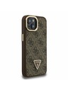 Guess Guess PU 4G Strass Triunghi Logo Stand Carcasă Spate Camera MagSafe pentru iPhone 13 Maro
