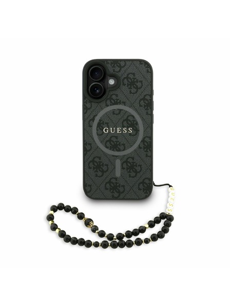 Guess Guess PU Piele 4G Inel Colorat Curea MagSafe Carcasă Spate pentru iPhone 16 Negru