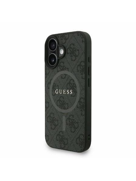 Guess Guess PU Piele 4G Inel Colorat Curea MagSafe Carcasă Spate pentru iPhone 16 Negru