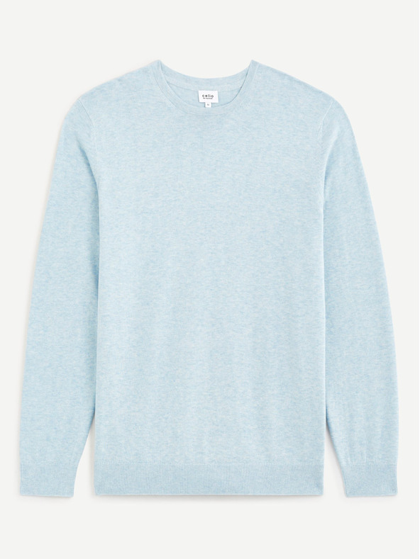 Celio Pulover basic albastru deschis pentru bărbați din bumbac Celio Decoton