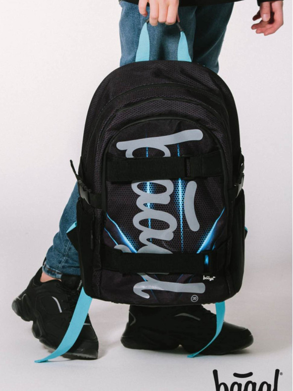 BAAGL  Black 3 set skate bluelight: rucsac, penar, geantă Baagl