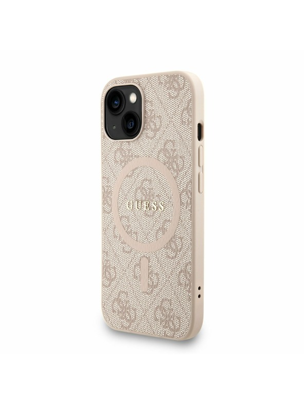 Guess Guess PU Piele 4G Inel Colorat Curea MagSafe Carcasă Foto pentru iPhone 14 Roz
