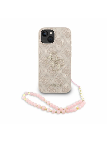 Guess Guess PU 4G Metal Logo Curea Carcasă Foto pentru iPhone 15 Roz