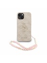 Guess Guess PU 4G Metal Logo Curea Carcasă Foto pentru iPhone 15 Roz