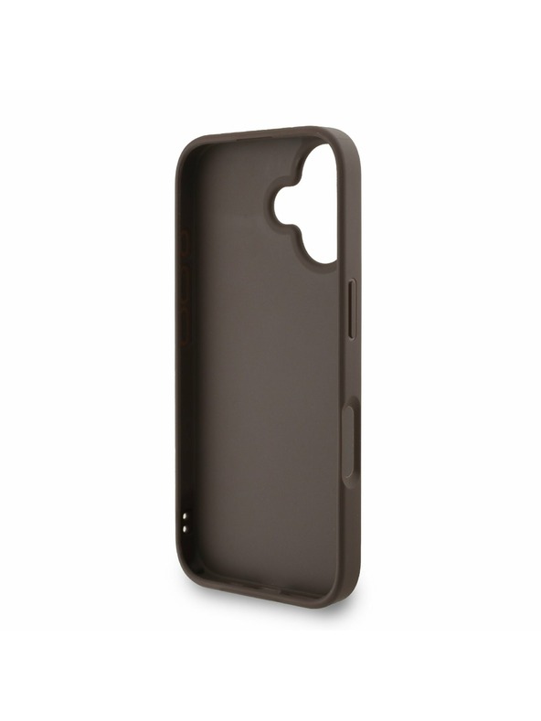 Guess Guess PU 4G Metal Logo Curea Carcasă Foto pentru iPhone 16 Maro
