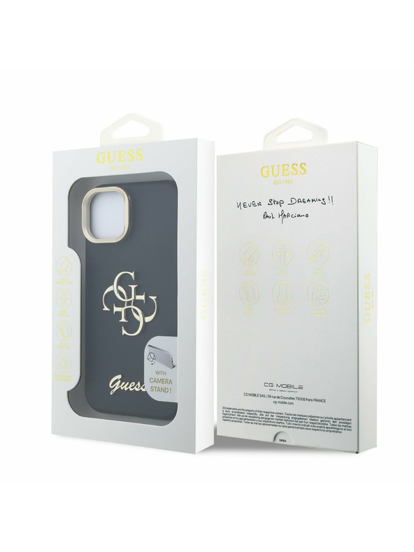 Guess Guess PU Grained 4G Logo Stand Carcasă Foto pentru iPhone 13 Negru