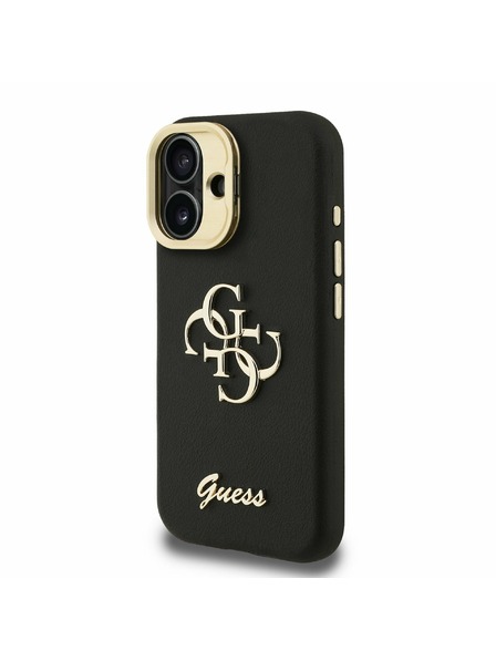 Guess Guess PU Grained 4G Logo Stand Carcasă Foto pentru iPhone 16 Negru