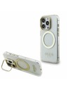 Guess Guess IML Gold Outline Stand Carcasă Foto MagSafe pentru iPhone 15 Pro Transparent