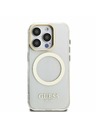 Guess Guess IML Gold Outline Stand Carcasă Foto MagSafe pentru iPhone 15 Pro Transparent