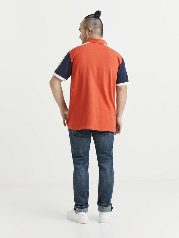 Celio Tricou polo albastru și portocaliu pentru bărbați Celio