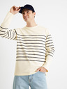 Celio Tricou cu dungi crem pentru bărbați Celio Veboxmlr