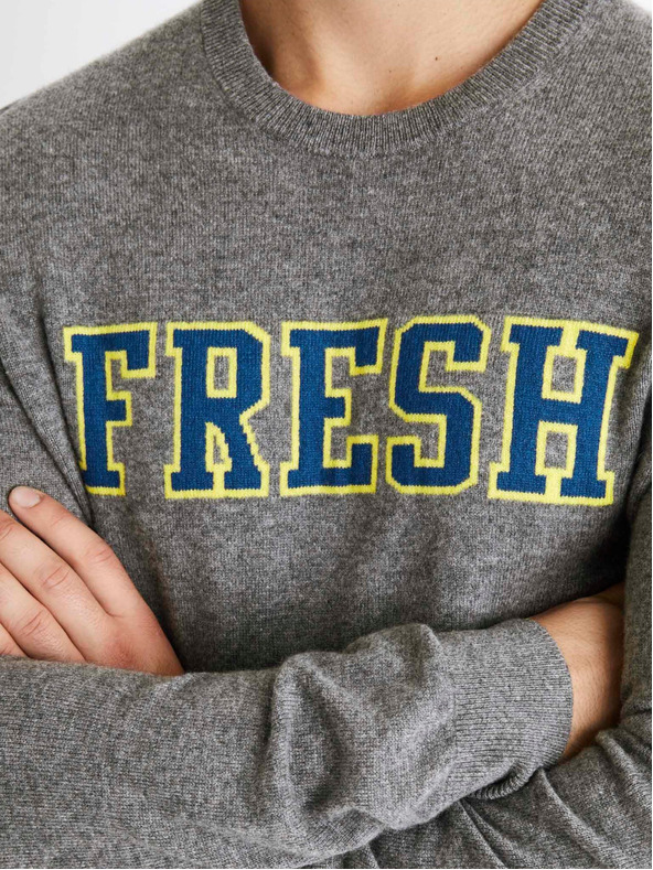 Celio Pulover bărbătesc gri din lână Merino Celio Cenormal