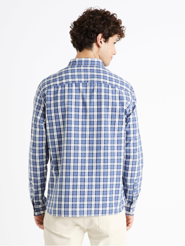 Celio Cămașă în carouri albă și albastră pentru bărbați Celio Dawayne