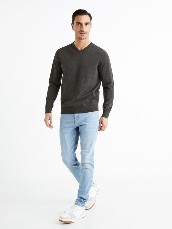 Celio Pulover basic gri închis pentru bărbați Celio Decotonv