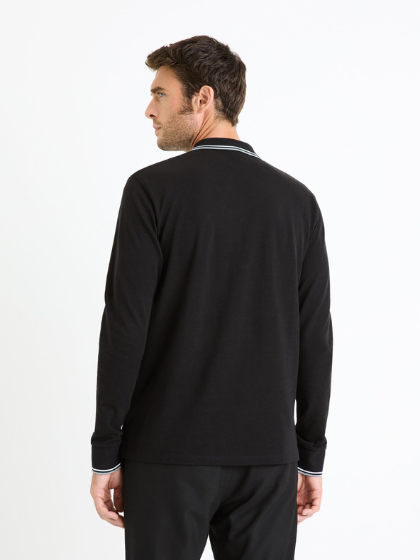 Celio Tricou polo basic negru pentru bărbați Celio Decolml