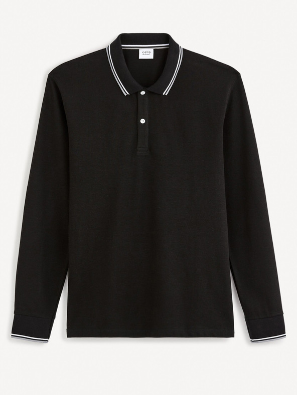 Celio Tricou polo basic negru pentru bărbați Celio Decolml