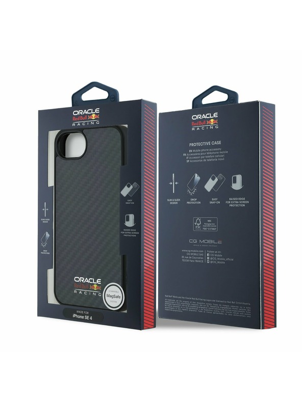 Oracle Red Bull Racing Red Bull Husă Spate MagSafe Carbon cu Logo Strălucitor pentru iPhone 16e Negru