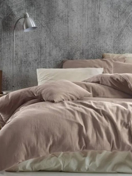 Kvalitex Lenjerie de pat franceză din muselină 240x220, 70x90cm bej Qualitex