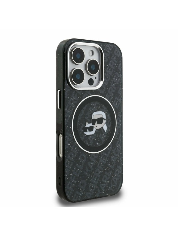 Karl Lagerfeld Karl Lagerfeld IML K&CH Heads Repeated Logo MagSafe Carcasă Spate pentru iPhone 16 Pro Max Negru