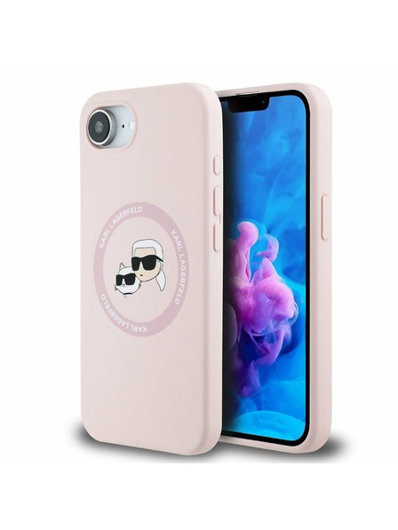 Karl Lagerfeld Karl Lagerfeld Liquid Silicone K&CH Heads MagSafe Carcasă Spate pentru iPhone 16e Roz