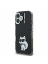 Karl Lagerfeld Karl Lagerfeld IML Aquarelle Choupette Carcasă Spate pentru iPhone 16 Negru