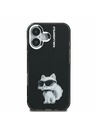 Karl Lagerfeld Karl Lagerfeld IML Aquarelle Choupette Carcasă Spate pentru iPhone 16 Negru