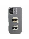 Karl Lagerfeld Karl Lagerfeld Grained PU K&CH Heads Carcasă Spate pentru iPhone 16 Gri