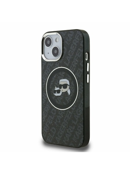 Karl Lagerfeld Karl Lagerfeld IML K&CH Heads Repeated Logo MagSafe Carcasă Spate pentru iPhone 15 Negru