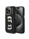 Karl Lagerfeld Karl Lagerfeld Grained PU K&CH Heads Carcasă Spate pentru iPhone 15 Pro Max Negru