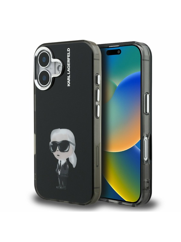 Karl Lagerfeld Karl Lagerfeld IML Aquarelle Karl Carcasă Spate pentru iPhone 16 Negru