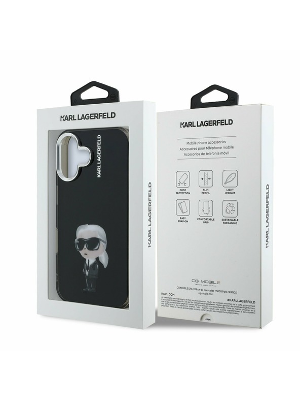 Karl Lagerfeld Karl Lagerfeld IML Aquarelle Karl Carcasă Spate pentru iPhone 16 Negru