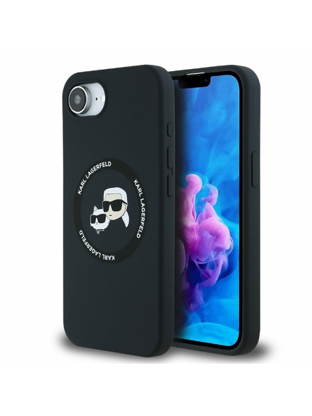 Karl Lagerfeld Karl Lagerfeld Lichid Silicon K&CH Heads MagSafe Carcasă spate pentru iPhone 16e Black