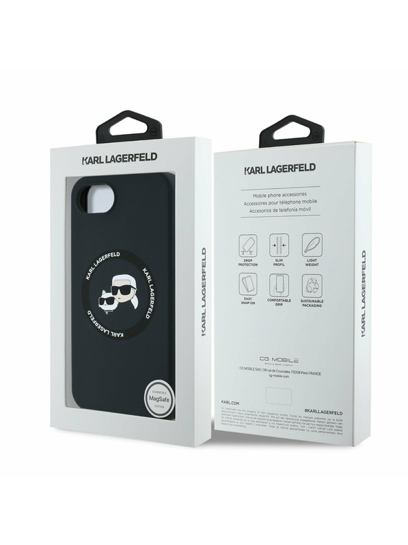 Karl Lagerfeld Karl Lagerfeld Lichid Silicon K&CH Heads MagSafe Carcasă spate pentru iPhone 16e Black