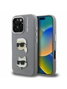 Karl Lagerfeld Karl Lagerfeld Piele granulată PU K&CH Heads Carcasă spate pentru iPhone 16 Pro Max Grey