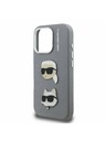 Karl Lagerfeld Karl Lagerfeld Piele granulată PU K&CH Heads Carcasă spate pentru iPhone 16 Pro Max Grey