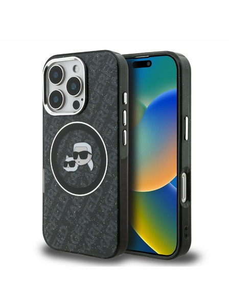 Karl Lagerfeld Karl Lagerfeld IML K&CH Heads Repeated Logo MagSafe Carcasă spate pentru iPhone 16 Pro Black