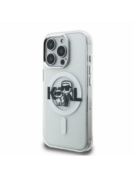 Karl Lagerfeld Karl Lagerfeld IML Sclipici Karl and Choupette Sketch MagSafe Carcasă spate pentru iPhone 15 Pro Max Transparent