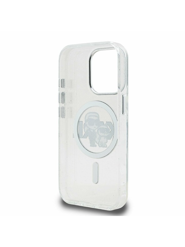 Karl Lagerfeld Karl Lagerfeld IML Sclipici Karl and Choupette Sketch MagSafe Carcasă spate pentru iPhone 15 Pro Max Transparent