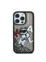 Karl Lagerfeld Karl Lagerfeld Lichid Sclipici Choupette împrăștiat Carcasă spate pentru iPhone 16 Pro Max Black