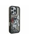 Karl Lagerfeld Karl Lagerfeld Lichid Sclipici Choupette împrăștiat Carcasă spate pentru iPhone 16 Pro Max Black