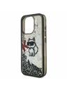 Karl Lagerfeld Karl Lagerfeld Lichid Sclipici Choupette împrăștiat Carcasă spate pentru iPhone 16 Pro Max Black