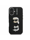 Karl Lagerfeld Karl Lagerfeld Piele granulată PU K&CH Heads Carcasă spate pentru iPhone 16 Black